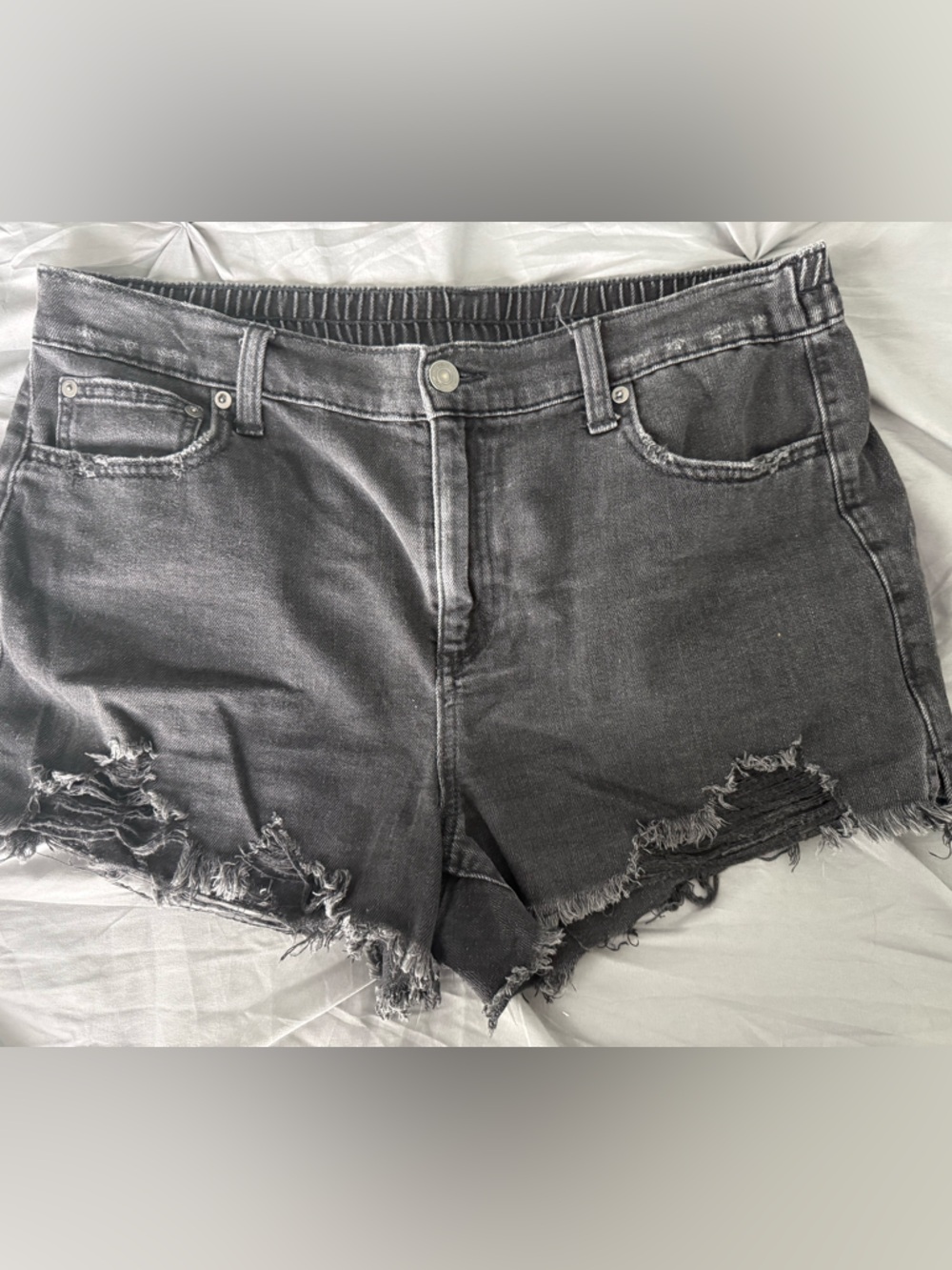 aerie Daydream Charcoal Distressed Denim Shorts
